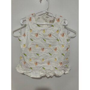 Monica + Andy Toddler Girls Ruffled Sea Creature Embroidered Top, White Multi, S